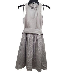 WHITE by Vera Wang Silver Sleeveless T-Back Pocket Wedding Bridesmaid Dress Sz 4